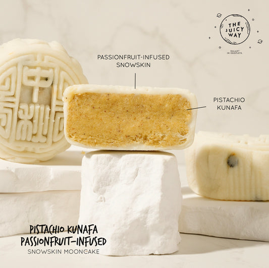 FESTIVE SALES 40+% OFF — Pistachio Kunafa Passionfruit-infused Snowskin Mooncake Set