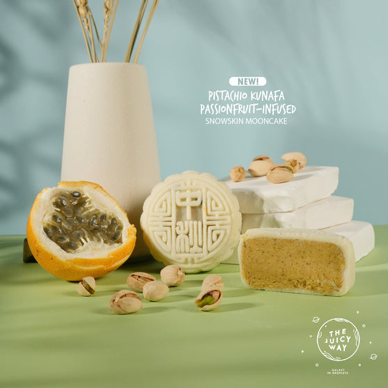 FESTIVE SALES 40+% OFF — Pistachio Kunafa Passionfruit-infused Snowskin Mooncake Set