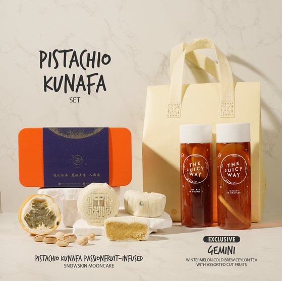 FESTIVE SALES 40+% OFF — Pistachio Kunafa Passionfruit-infused Snowskin Mooncake Set